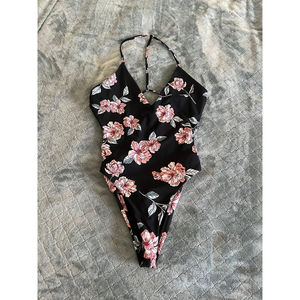 Tobi one piece‎ black floral Whimsigoth swim suit
